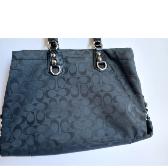 Coach Ashley Signature Carryall Shoulder Tote Bag Purse F15510 Black See… - Picture 9 of 16